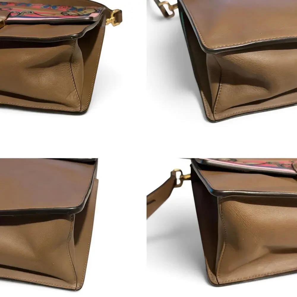 Fendi Kan I Medium FF Logo Print Flap Shoulder Bag Gold Chain Crossbody Khaki
